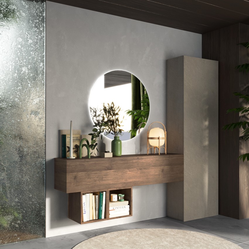 Infinity 62 Modern vägghängd entrémöbel i trä med skåpdörr  Kampanj