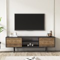 COLOSSEO TV-bänk i modern design med trädörrar 160x35x52 cm Svart Kampanj