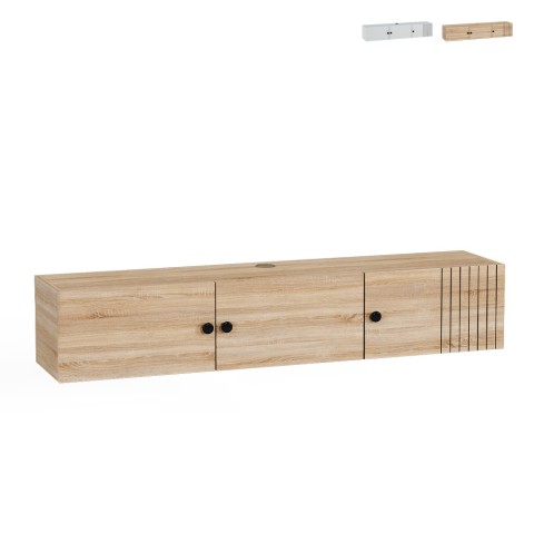 Leo Vägghängd TV-möbel i trä eller vitt med modern design 150x32x28 cm Kampanj