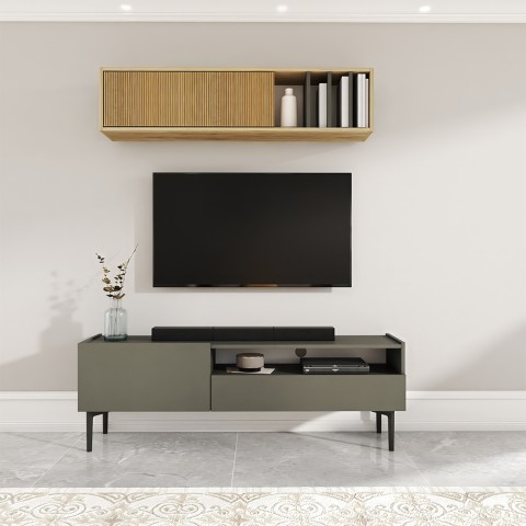 Leroy Modern TV-möbel med minimalistisk design 2 dörrar Svart 1153x35x50 cm Kampanj