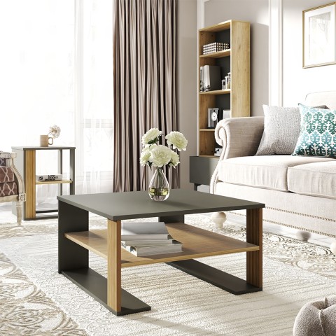 Borvin Lågt fyrkantigt soffbord i trä i modern design Svart 75x75 cm Kampanj