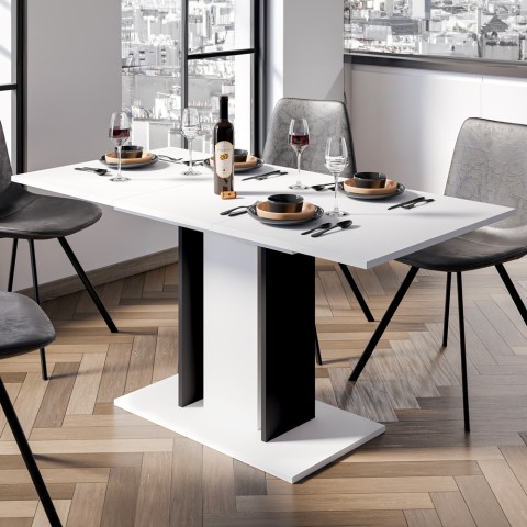 Wood Mini White Platsbesparande förlängningsbart bord Svartvitt 100–140x60 cm  Kampanj