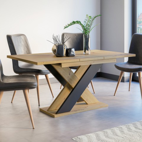 Xao Modernt utdragbart matbord i svart ekträ 120-160x90 cm Kampanj