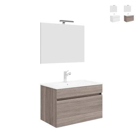 BOGOTA 80 Väggmonterat badrumsskåp med handfat 80 cm med spegel och LED-lampa Kampanj