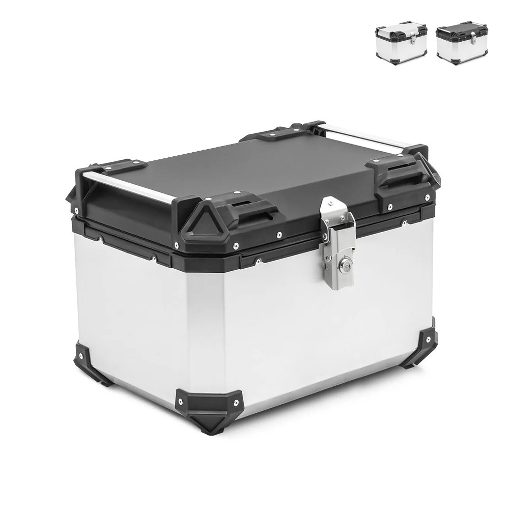 Toppbox för Motorcykel 46 liter aluminium fästplatta Universal Top Case Voyager