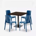 Set trä metall bord Horeca 90x90cm 4 stapelbara stolar bar restaurang Yanez 