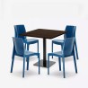 Set trä metall bord Horeca 90x90cm 4 stapelbara stolar bar restaurang Yanez 