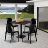 Set trä metall bord Horeca 90x90cm 4 stapelbara stolar bar restaurang Yanez 