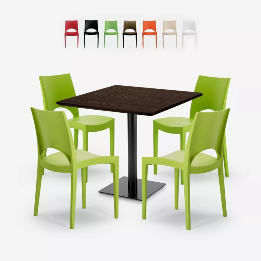 Set bord 90x90cm Horeca 4 stapelbara stolar bar restaurang Prince Kostnad Set bord 90x90cm Horeca 4 stapelbara stolar bar restaurang Prince Kostnad