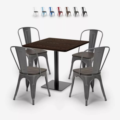 set horeca bord trä metall 90x90cm bar 4 stolar edgar Kampanj