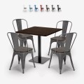 set horeca bord trä metall 90x90cm bar 4 stolar edgar Kampanj