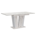 DOHA 2 Förlängningsbart vitt köksbord med marmoreffekt 120–160x80 cm Försäljning