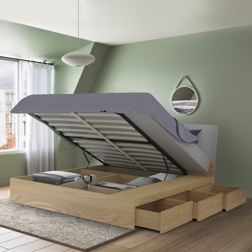Dubbelsäng med förvaring 160x190 cm lyftbar modern design Steyr