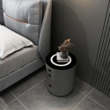 Modernt runt sängbord med LED-lampa för trådlös laddning och 2 lådor Moho Rabatter
