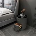 Modernt runt sängbord med LED-lampa för trådlös laddning och 2 lådor Moho Katalog