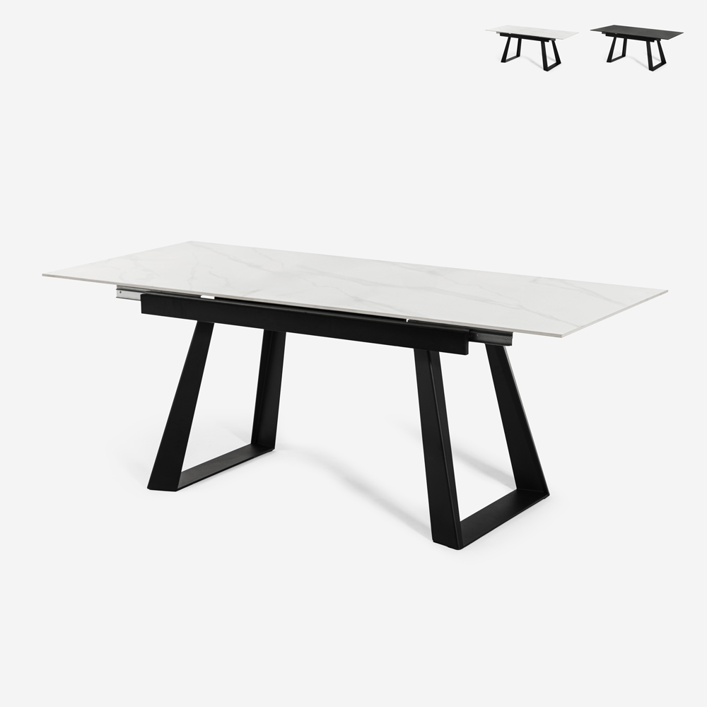 Modernt utdragbart matbord 160-200x90cm marmoreffekt Caracas