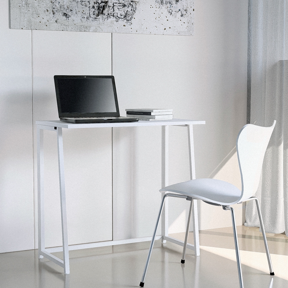 Vitt skrivbord 80x45x75 för kontor hopfällbart platsbesparande Wolly B