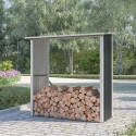 Vedskjul för trädgård utomhus i metall 182x89x190cm Vipiteno Kampanj