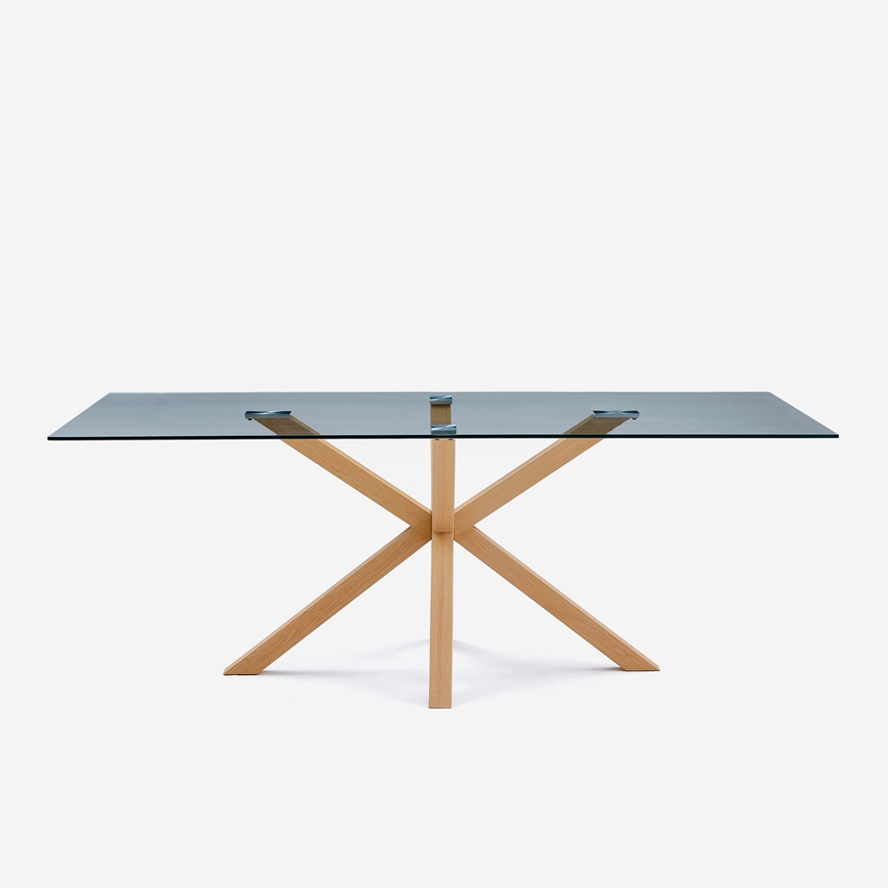 HORO Designerbord i glas och trä 200x100 cm med korsade ben