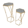 Set med 2 hexagonala soffbord i förgylld metall och spegel Esagonal Rea