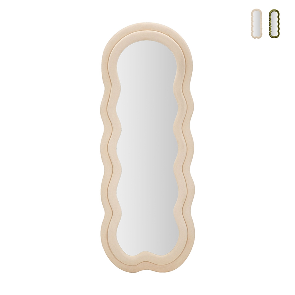 Vägg- eller golvspegel 60x160cm vågig design i sammet Miki