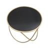 Modernt runt soffbord 60cm guldmetall och svart glas Ring Rea