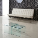 SAN Set om 2 sidobord i transparent glas i bockad design Försäljning