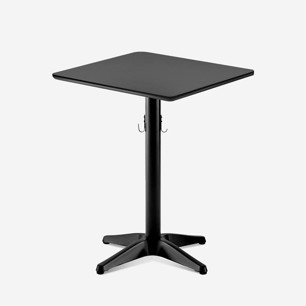 JOTOR Modernt, svart barbord 70x70 cm med väskkrokar, för restauranger