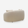 LAZY Svängd, tvåsitsig designersoffa i beige teddybouclé-tyg Rabatter