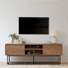 Modern industriell TV-bänk 140x40x50cm i trä och metall Rodez Kampanj
