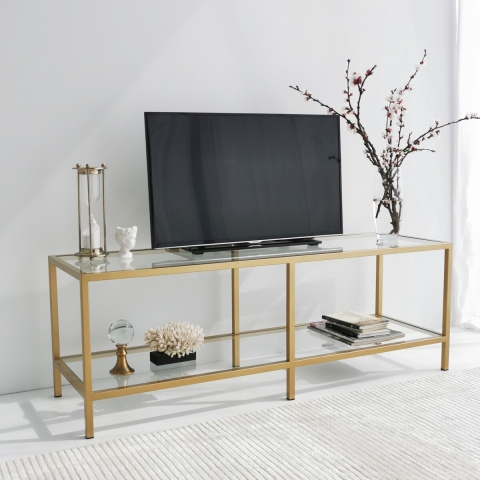 Mobil TV för modernt vardagsrum i metall och glas 130cm Goldy Kampanj