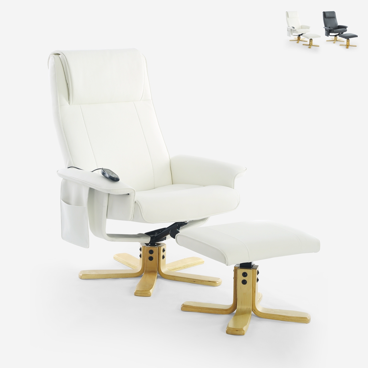 MYRON Ergonomisk massage- och relaxfåtölj med värme och fotstöd Kampanj