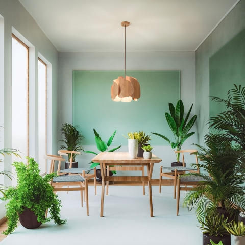 Taklampa i trä med modern design Pevero-S Kampanj