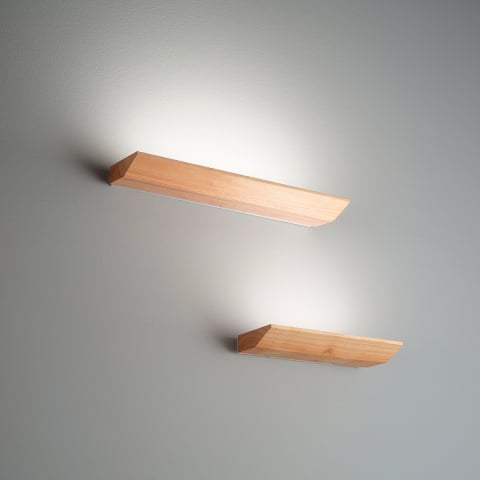 Lampa i trä och glas vägglampa med LED-ljus och dimmer Linus Kampanj