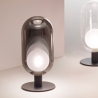 Vintage bordslampa med LED i rökt glas och svart metall Gubbio Kampanj