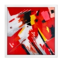 Modern abstrakt tavla 64x64 cm målad på plexiglas med vit ram Tyvek Rea