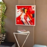 Modern abstrakt tavla 64x64 cm målad på plexiglas med vit ram Tyvek Försäljning