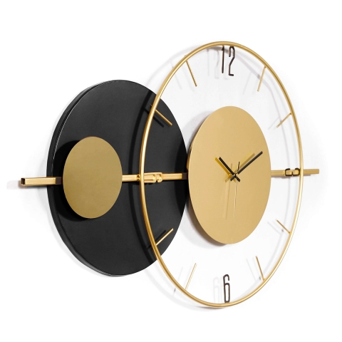 Väggklocka 81x50cm modern design guld metall Tid Kampanj
