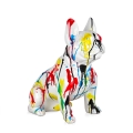 Popkonst skulptur fransk bulldogg staty i flerfärgad resin Storlek XL Kampanj