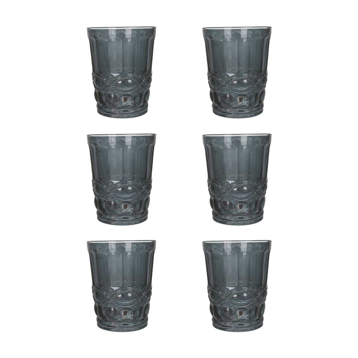 Set med 6 dricksglas 240ml med reliefdekor Nobilis Kampanj