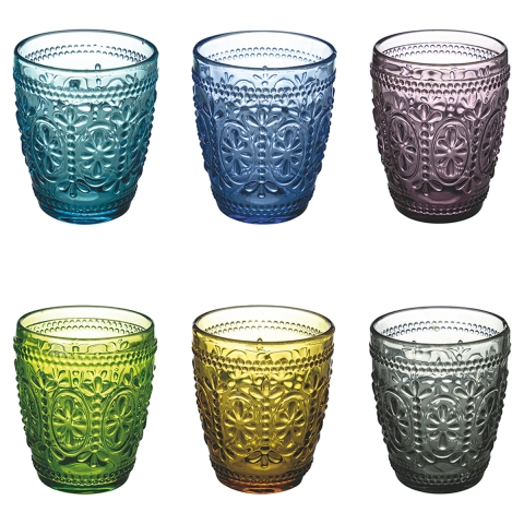 Set med 6 vattenglas 300ml med reliefmönster Koralight Kampanj