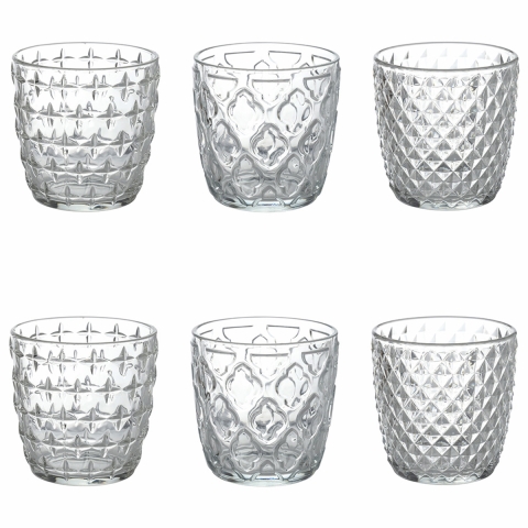 Set av 6 transparenta vattenglas i glas 325 ml Diversity. Kampanj