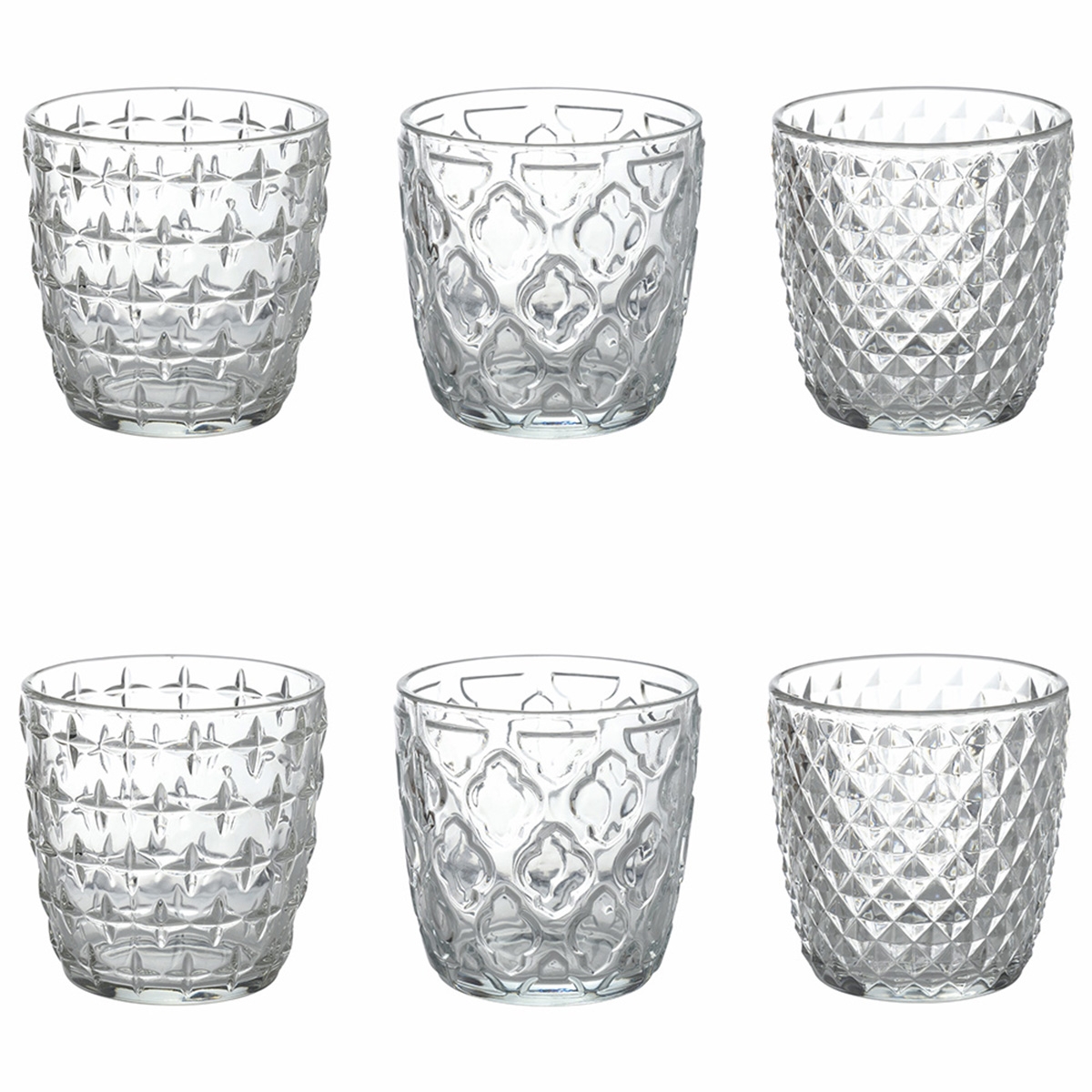 Set med 6 transparenta dricksglas i glas 325ml Diversity Kampanj