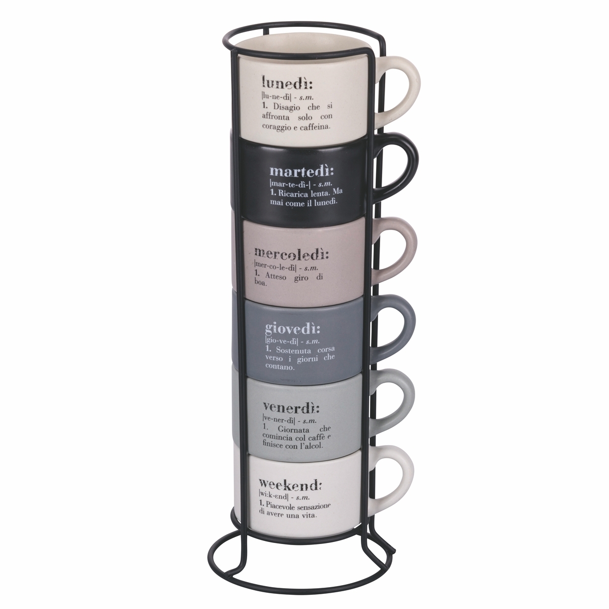 Set med 6 espressokoppar i porslin 90 ml med ställ Victionary Week Kampanj