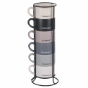 Set med 6 espressokoppar i porslin 90 ml med ställ Victionary Week Modell