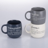 Set med 3 stapelbara stenmuggar 350 ml med text Victionary L Erbjudande