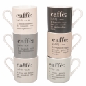 Set med 6 kaffekoppar i porslin med text 90ml Victionary Caffè Kampanj