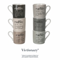 Set med 6 kaffekoppar i porslin med text 90ml Victionary Caffè Erbjudande