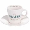 Set med 4 kaffekoppar i porslin med fat 90ml med text Le Travisate Rea