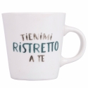 Set med 4 kaffekoppar i porslin med fat 90ml med text Le Travisate Bestånd